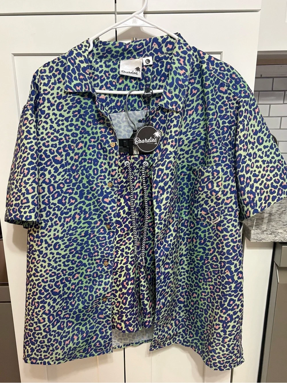 Men’s Boardies Set Size Large Includes Shorts and Shirt